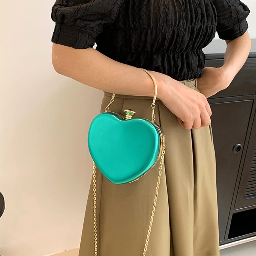 2541 Heart Shape Purse Smooth Pu Leather Shoulder Bag Party Clutch Handbags View 2